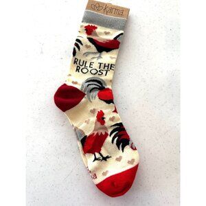 Karma Socks "Rule the Roost" One Size, Rooster, Chickens